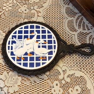 Vintage Geese Trivet with Cast Iron